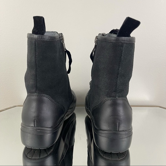 !SOLD! ALEGRIA Black Ari Oiled Suede Velvet Lace Up Ankle Combat Boots - Picture 4 of 10